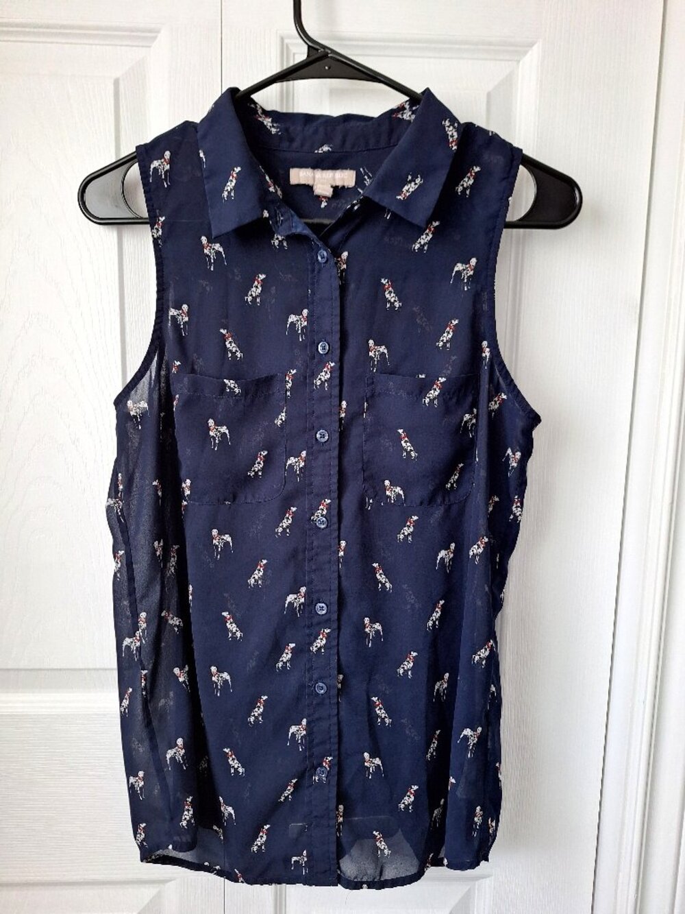 Banana Republic Navy Blue Dalmations Sleeveless Top